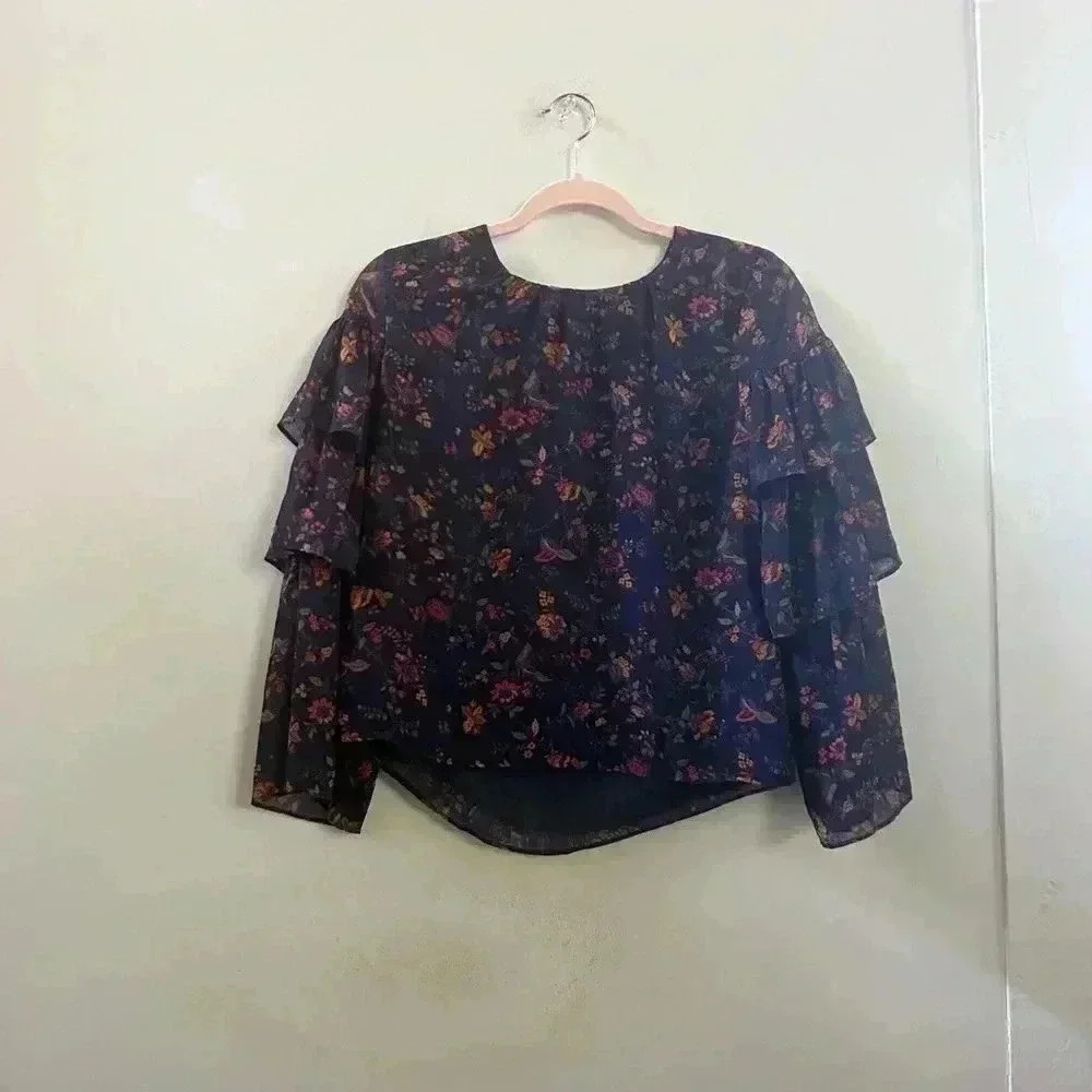 Madewell ruffled floral blouse XXS